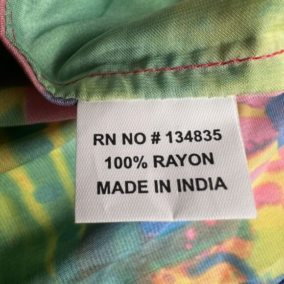 Vintage Hand Beaded Kaftan Dress With Vibrant Abstract Print 3/4 Sleeves Size M - Picture 11 of 14